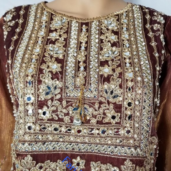 Tawakkal Fancy Zardozi Embroidered Banarsi Masuri Shalwar Kameez Pakistani XL/48 - Picture 10 of 17